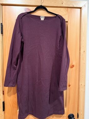 Duluth Trading Co Plum Long Sleeve Ponte Shift Dress
